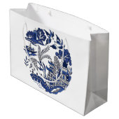 Klassiek blauw Willow-ontwerp Groot Cadeauzakje (Achterkant Gekanteld)
