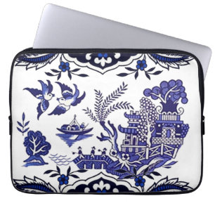 Klassiek blauw Willow-ontwerp Laptop Sleeve