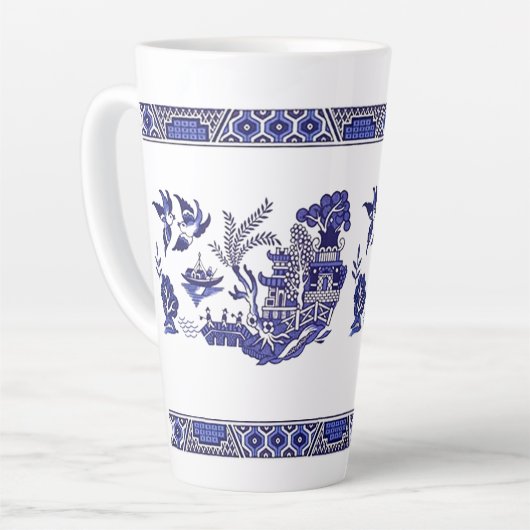 Klassiek blauw Willow-ontwerp Latte Mok (Linkerhoek)