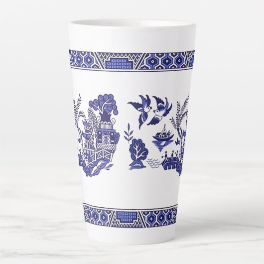 Klassiek blauw Willow-ontwerp Latte Mok (Voorkant)