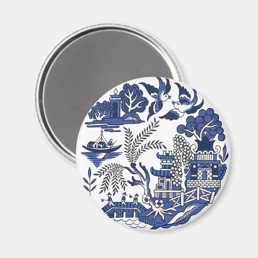 Klassiek blauw Willow-ontwerp Magneet (Voorkant / Achterkant)