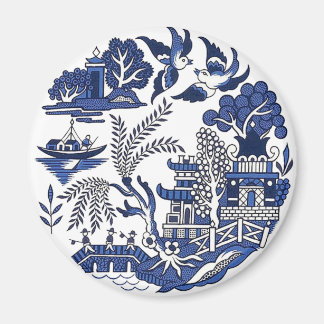 Klassiek blauw Willow-ontwerp Magneet