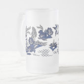 Klassiek blauw Willow-ontwerp Matglas Bierpul (Voorkant links)