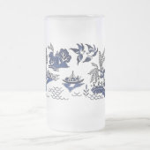 Klassiek blauw Willow-ontwerp Matglas Bierpul (Center)