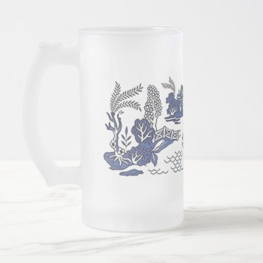 Klassiek blauw Willow-ontwerp Matglas Bierpul (Links)