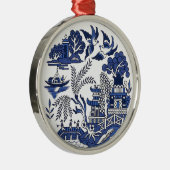 Klassiek blauw Willow-ontwerp Metalen Ornament (Rechts)