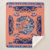 Klassiek blauw Willow-ontwerp Sherpa Deken (Voorkant)