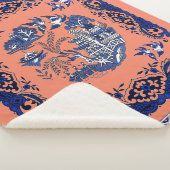 Klassiek blauw Willow-ontwerp Sherpa Deken (3/4)