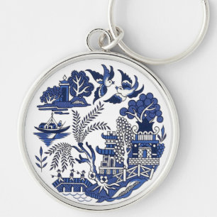 Klassiek blauw Willow-ontwerp Sleutelhanger