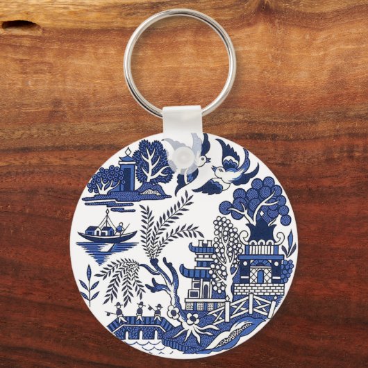 Klassiek blauw Willow-ontwerp Sleutelhanger (Achterkant)