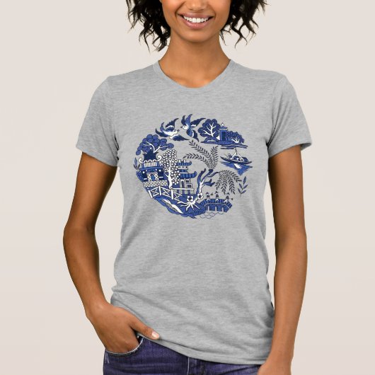 Klassiek blauw Willow-ontwerp T-shirt (Voorkant)
