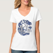 Klassiek blauw Willow-ontwerp T-shirt (Voorkant)