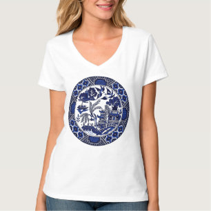 Klassiek blauw Willow-ontwerp T-shirt