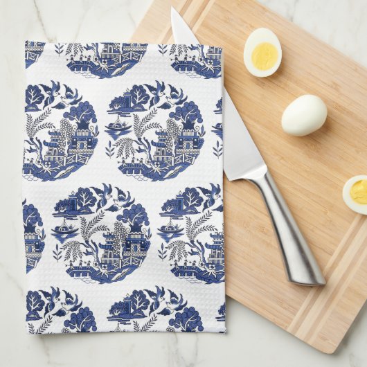 Klassiek blauw Willow-ontwerp Theedoek (Quarter Fold)