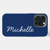Klassiek Blauw & Wit Aangepaste Cursieve Naam of T iPhone Hoesje (Achterkant horizontaal)