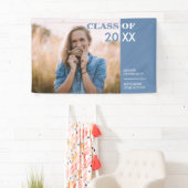 Klassiek blauw wit Afstuderen Foto Partij Teken Spandoek (Insitu)