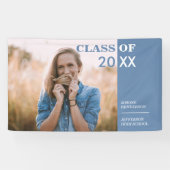Klassiek blauw wit Afstuderen Foto Partij Teken Spandoek (Horizontaal)