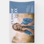 Klassiek blauw wit Afstuderen Foto Partij Teken Spandoek (Verticaal)