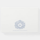 Klassiek blauw wit blad monogram kunst bruiloft gastenboek (Achterkant)