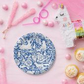 Klassiek blauw Wit bos Dieren Fox Bunny Papieren Bordje (Feest)