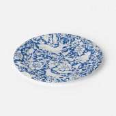 Klassiek blauw Wit bos Dieren Fox Bunny Papieren Bordje (Gekanteld)