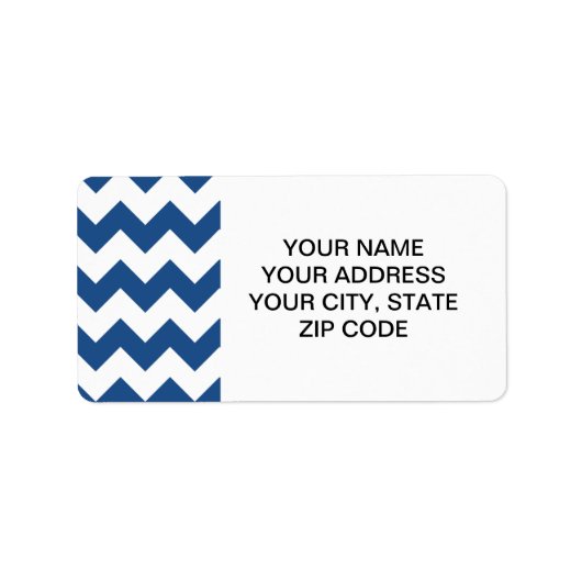 Klassiek blauw wit chevron patroon etiket (Voorkant)