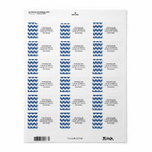 Klassiek blauw wit chevron patroon etiket (Full Sheet)