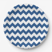 Klassiek blauw wit Chevron Pattern Papieren Bordje (Voorkant)