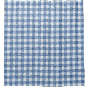 Klassiek blauw-wit geruit katoen douchegordijn