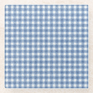 Klassiek blauw-wit geruit katoen glazen onderzetter