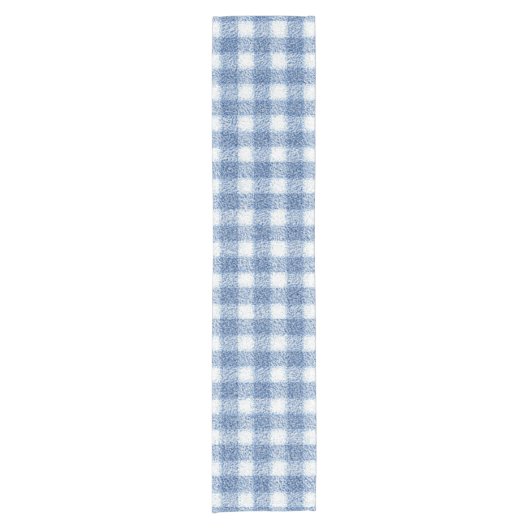 Klassiek blauw-wit geruit katoen korte tafelloper (Voorkant)