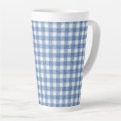 Klassiek blauw-wit geruit katoen latte mok (Rechterhoek)