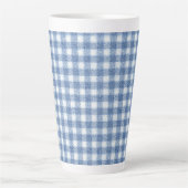 Klassiek blauw-wit geruit katoen latte mok (Voorkant)