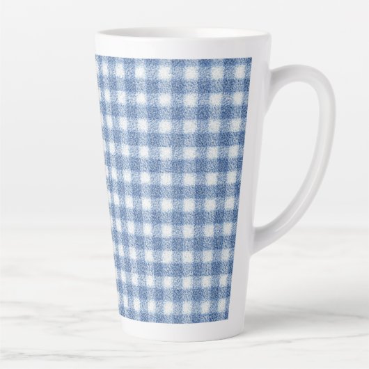 Klassiek blauw-wit geruit katoen latte mok (Rechts)