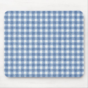 Klassiek blauw-wit geruit katoen muismat