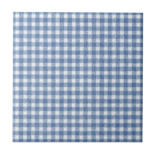 Klassiek blauw-wit geruit katoen tegeltje (Voorkant)