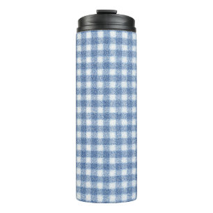 Klassiek blauw-wit geruit katoen thermosbeker