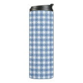 Klassiek blauw-wit geruit katoen thermosbeker (Gedraaid links)
