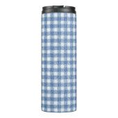 Klassiek blauw-wit geruit katoen thermosbeker (Achterkant)