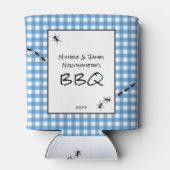 Klassiek Blauw Wit Gingham Mieren BBQ Picknick Fee Blikjeskoeler (Achterkant)