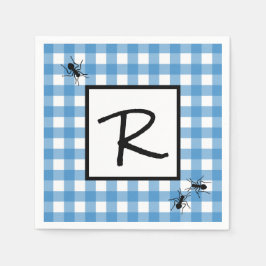 Klassiek Blauw Wit Gingham Mieren BBQ Picknick Servet