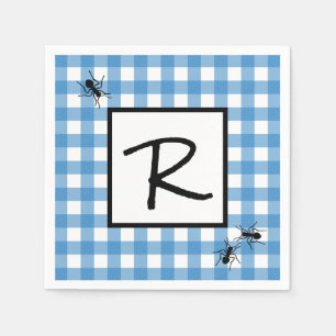 Klassiek Blauw Wit Gingham Mieren BBQ Picknick Servet