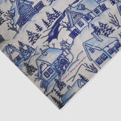 Klassiek blauw/wit kerstdorp tissuepapier (Detail)