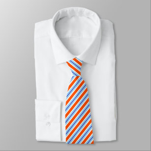 Klassiek blauw wit Oranje Nederlands Stripes Patro Stropdas