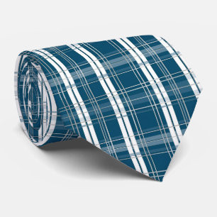 Klassiek Blauw & Wit Tartan Schotlandse Ruit Winte Stropdas