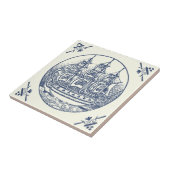 Klassiek blauw Zee zeilschip op Ivoorkust Tegeltje (Zijkant)