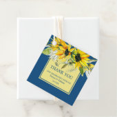 Klassiek blauw zonnebloem label (In situ)