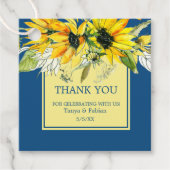 Klassiek blauw zonnebloem label (Voorkant)