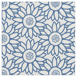 Klassiek blauw zonnebloempatroon stof