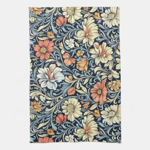 Klassiek blauwe botanische keuken in vintage-stijl theedoek